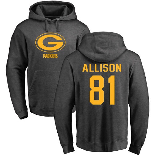 Men Green Bay Packers Ash 81 Allison Geronimo One Color Nike NFL Pullover Hoodie Sweatshirts